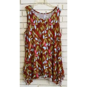 LOGO Layers by Lori Goldstein Printed Ruffle Hem Tank Size XL